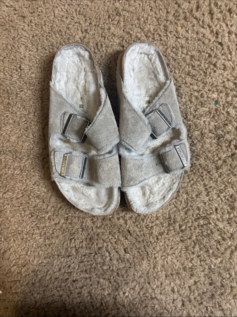 Birkenstock Arizona gray Sherpa size 38 womens 7